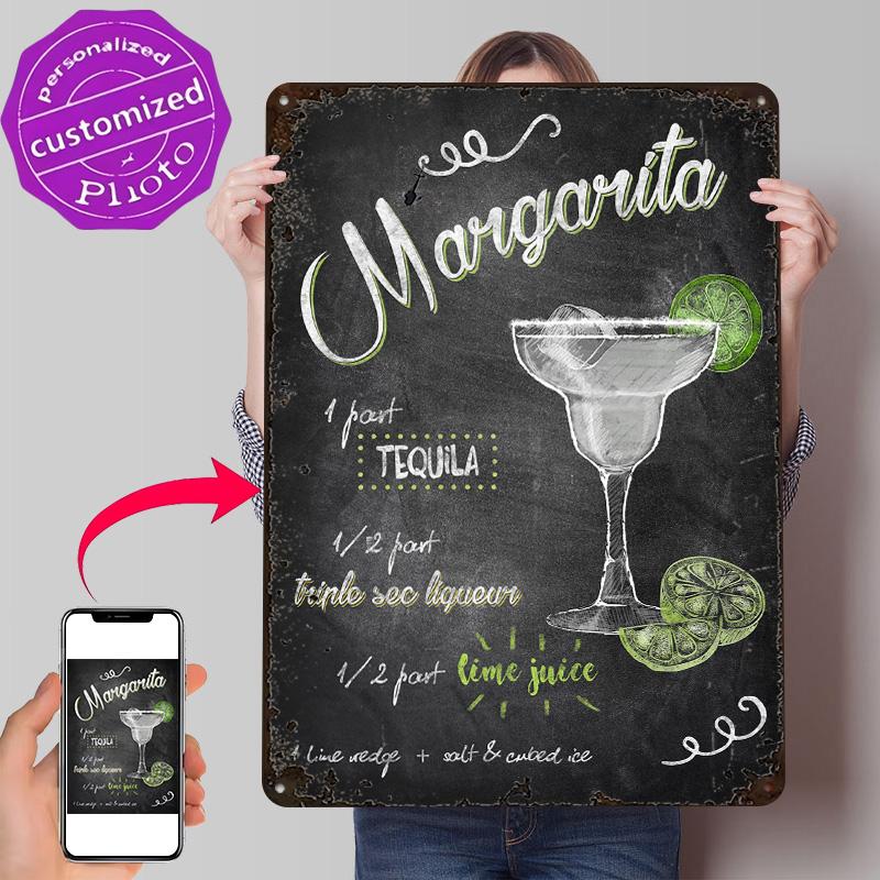 Margarita D Texture Metal Poster Customized Wall Art Tin Sign Gift for Mancave House Bedroom Decoration Gaming Bathroom Decor