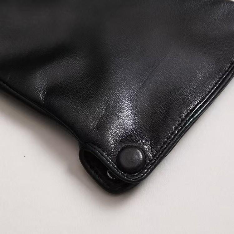 Мужские кожаные перчатки из овчины с сенсорным экраном: Теплые, на флисовой подкладке, непродуваемые для осенне-зимних поездок за рулем/на мотоцикле