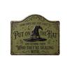 2D Flat Printing Witch Hat Sign Vintage Witch Hat Plaque Retro Wall Art Sign  Halloween Decoration