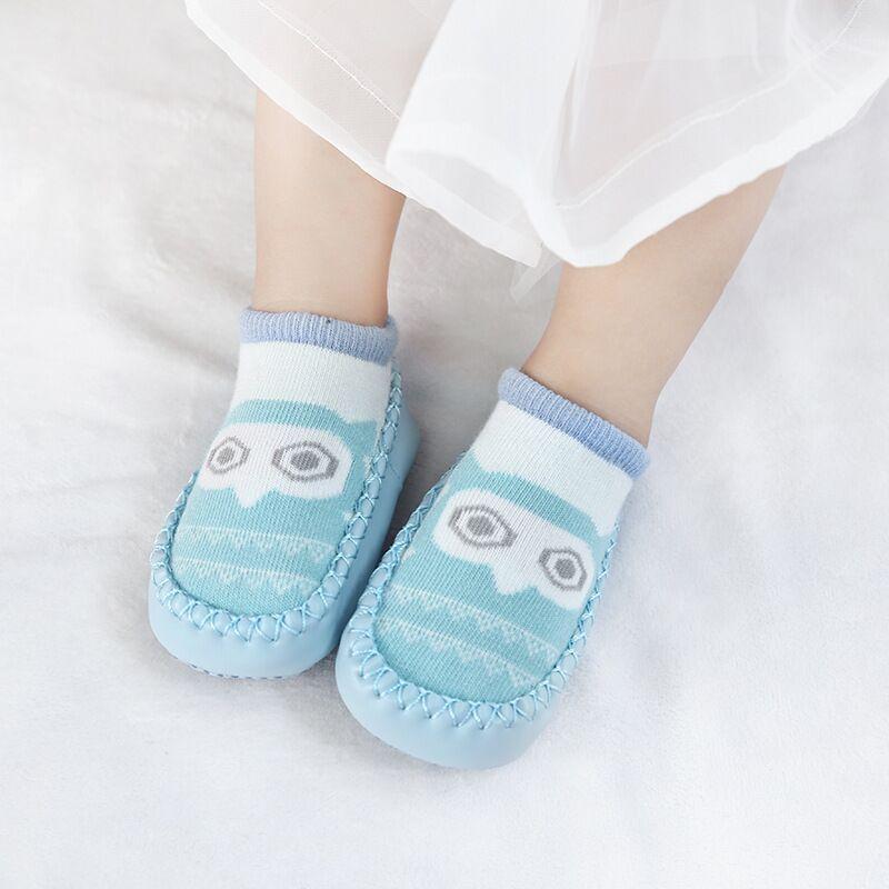 Детские носки-тапочки с резиновой подошвой для девочки, мальчика, младенца, новорожденного, детские напольные носки-обувь, противоскользящие, с мягкой подошвой, для малышей, для дома