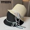 New Colored Strap Woven Straw Hat Women's Summer Seaside Beach Cool Hat Sunshade Sunscreen Straw Hat