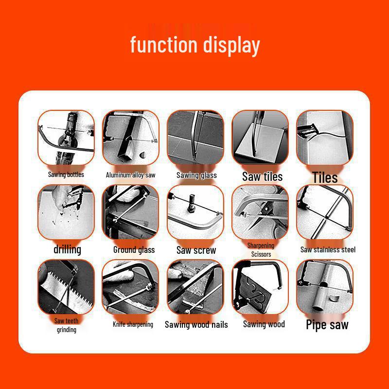 Набор из 12 мини-ручных пил: Деревообработка, Лады, Семь в одном, Ножовочные полотна и Плиточные полотна.