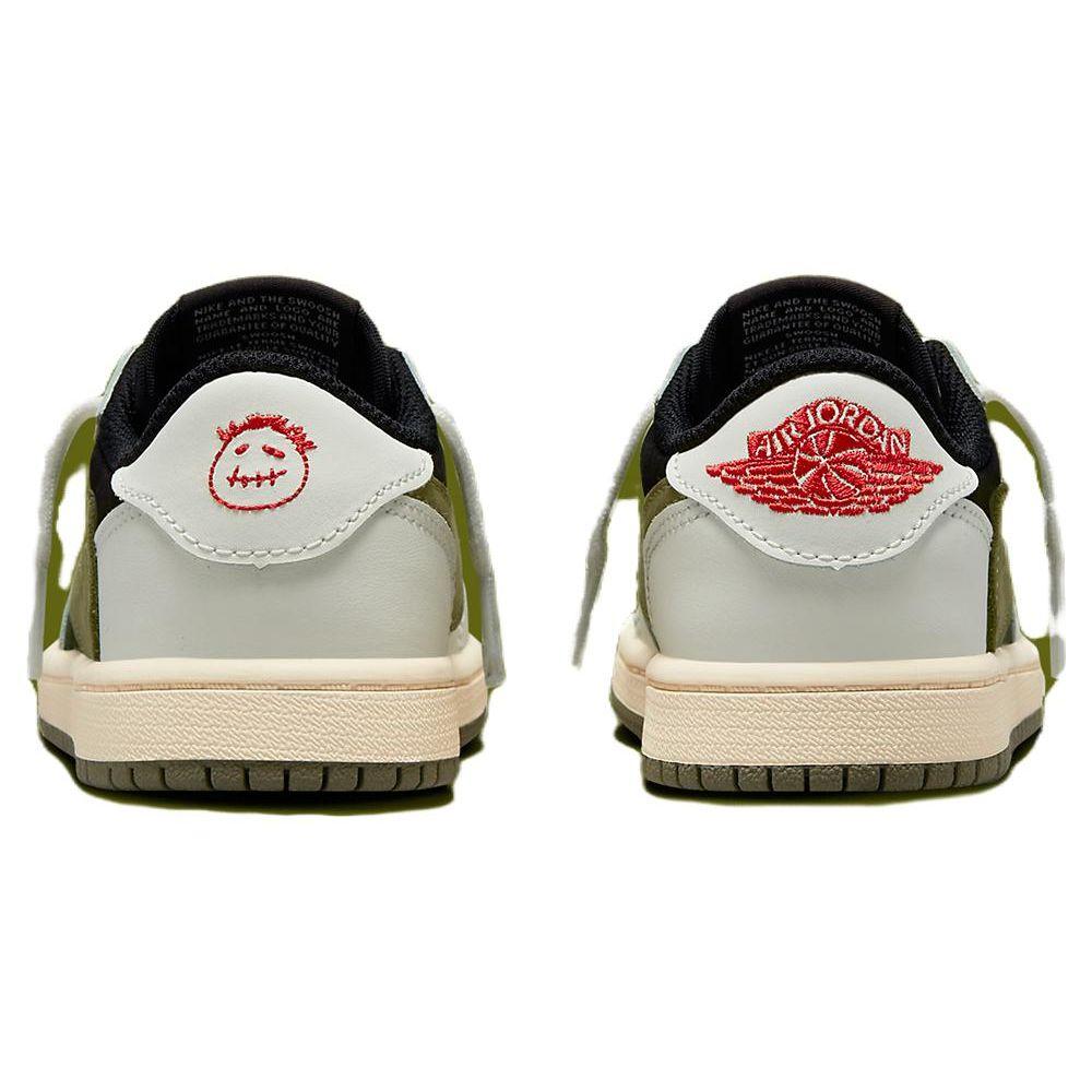 Travis Scott X Air Jordan 1 Retro Low OG SP PS Olive Kids Sneakers White Sail University-Red DZ5909-106
