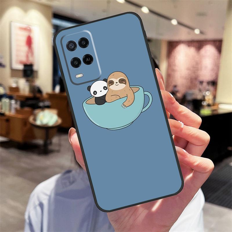 Милый Кавайный Чехол с Лицом Ленивца Для Oppo A17 A77 A80 A40 A60 A98 A78 A18 A38 A58 A16 A76 A96 A74 A94 A54 A57S A15