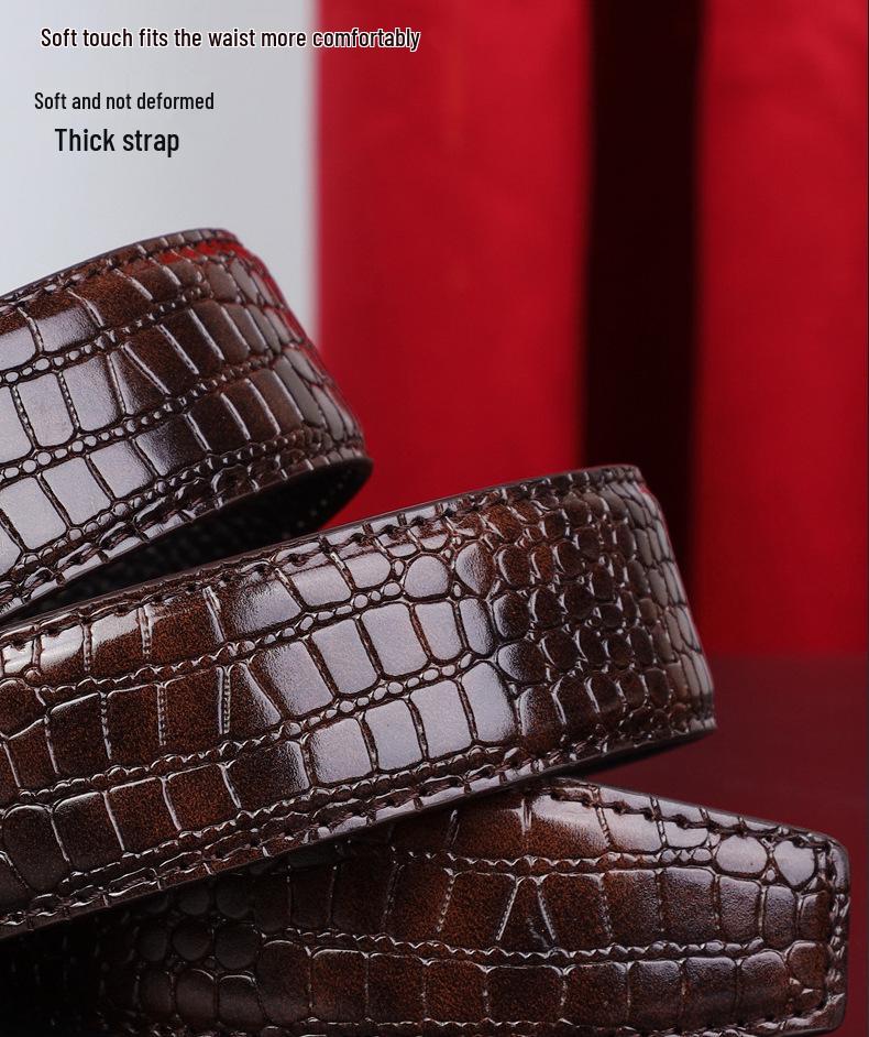 Eck Kangaroo Men's Toothless Automatic Buckle Crocodile Pattern Formal Belt