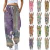 Women's Sports Pants With Pockets Fashion Floral Print Elastic Waist Pants Casual Sweatpants Pants