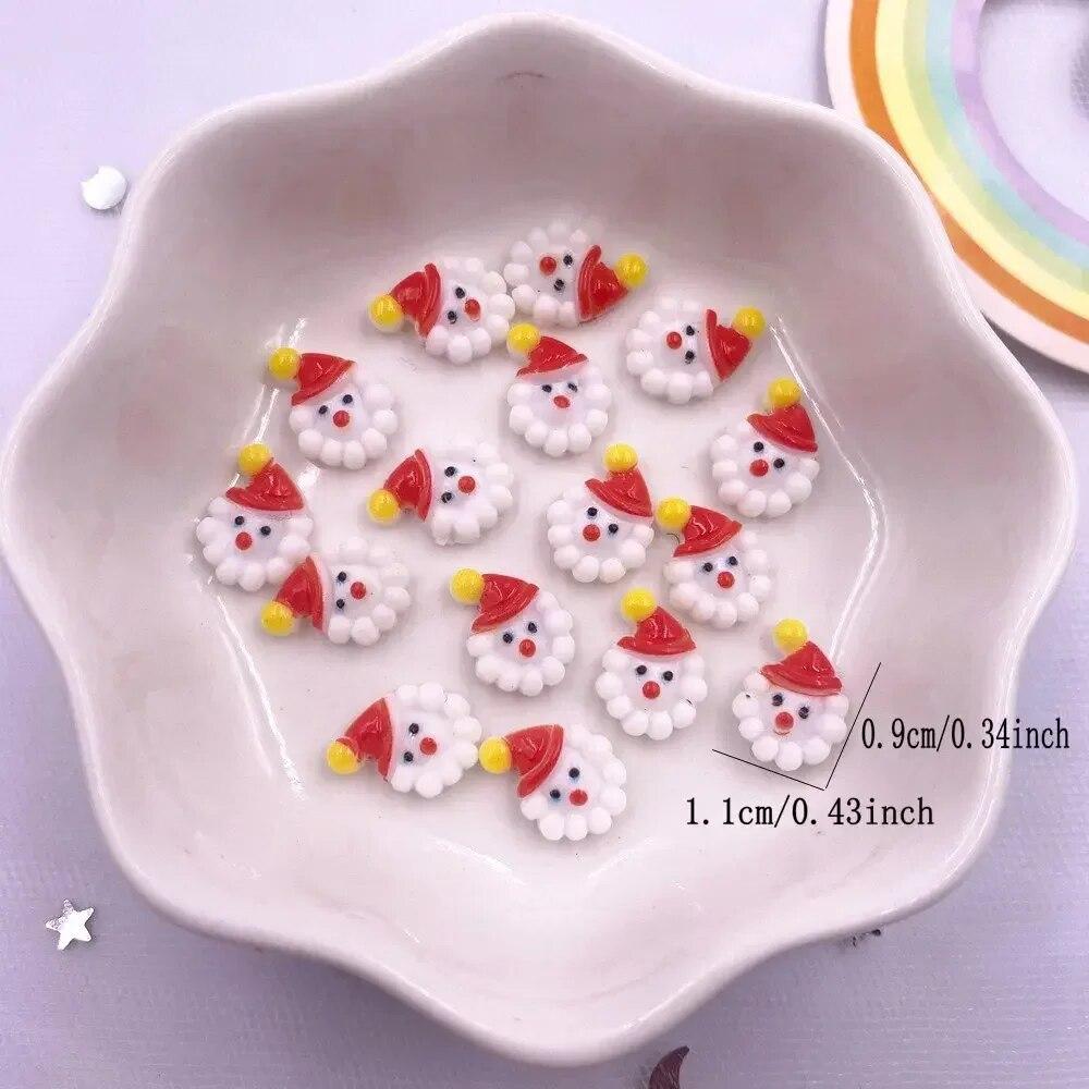 50pcs Resin Mini Colorful Christmas Snowman Tree Snowflower Deer Flat Back Figurines Nail Art DIY Scrapbooks Accessories