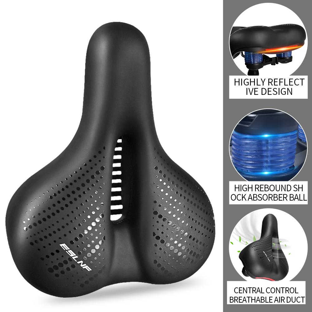 Big Wide Ventilated PU Road Bicycle Seat Carbon Shell Shock Absorption for Men-Simple Design Universal Bikes Soft Cycling