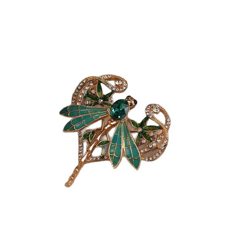 New Oil Dripping Exquisite Green Dragonfly Brooch With High-end Feel Light Luxury Emerald Insect High-end Gift