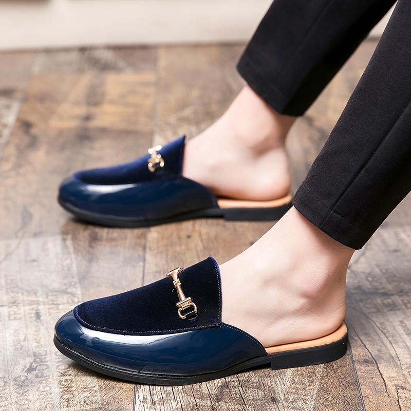 Модные тенденции Летние получешки Открытый рот Смеющийся Кожаные повседневные туфли Лоферы Тапочки Мужские шлепанцы Плоские сандалии парикмахера