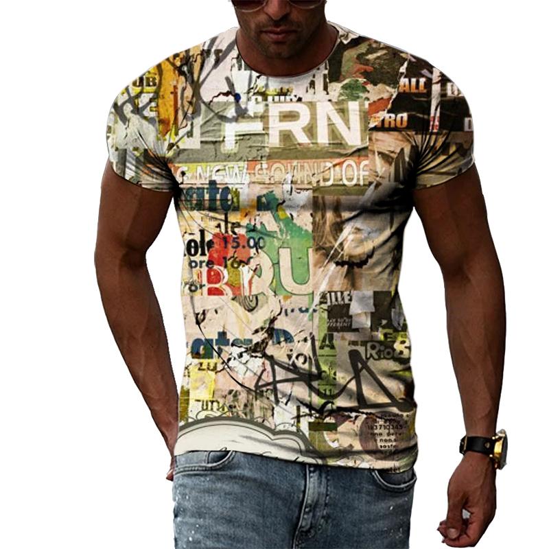 Индивидуальная футболка с 3D-принтом граффити для мужчин, одежда, летняя повседневная креативная трендовая футболка с круглым вырезом, большие футболки с короткими рукавами, топы, мужская одежда