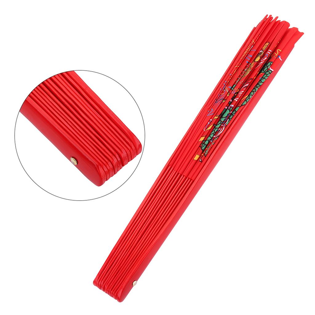 Red Tai Chi Martial Arts Kung Fu Bamboo Fan Right Hand Wushu Dance Practice Training