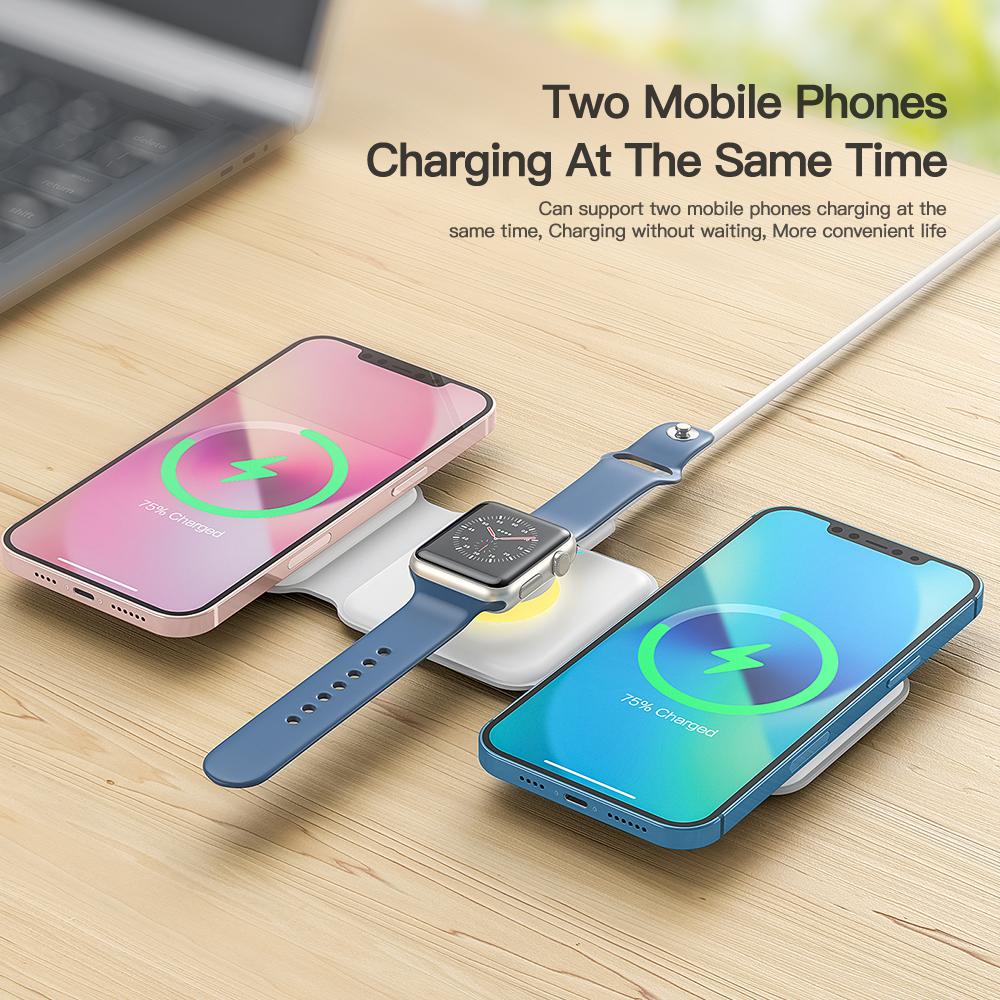 Essager 15 Вт Ночник Магнитная складная подставка для беспроводного зарядного устройства Быстрая беспроводная зарядная станция для Samsung Xiaomi Mi Huawei для iPhone iWatch 3 4 5