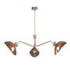 Люстра Спутник в стиле модерн середины века с 3 лампами из необработанной латуни — Изогнутый подвесной светильник