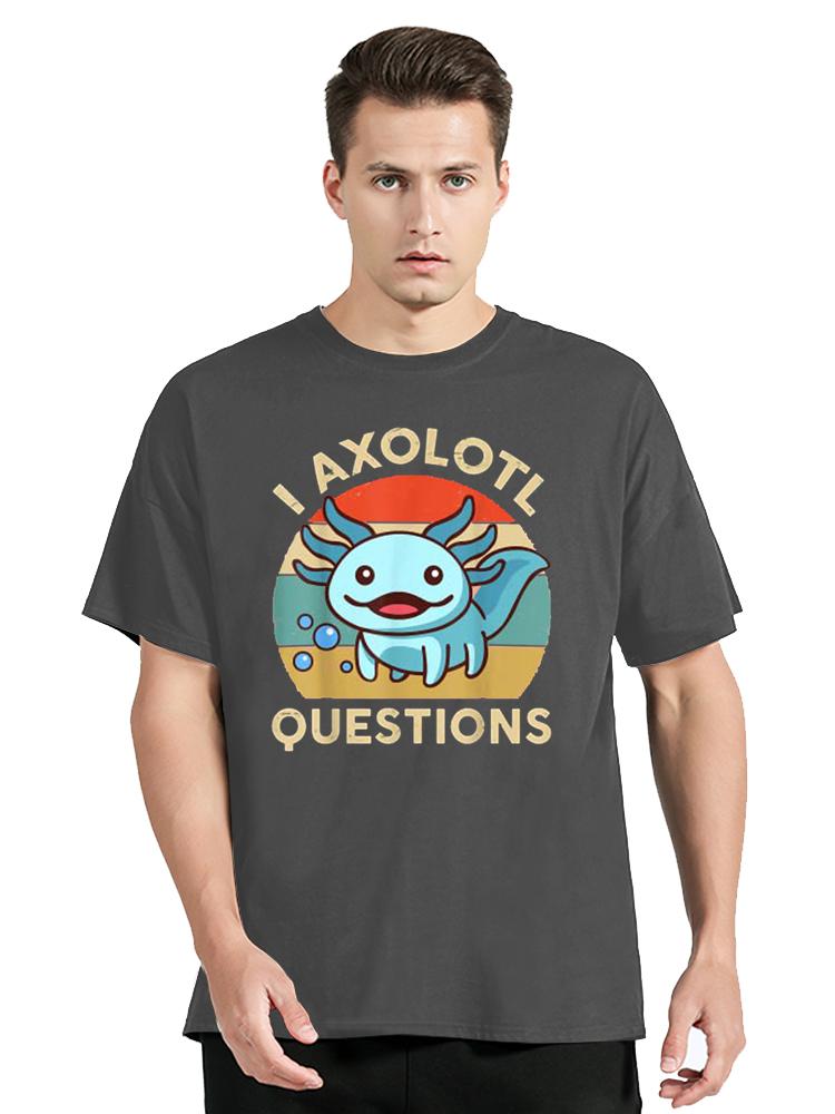 Футболка унисекс I Axolotl Questions для детей, синяя, SalaUnisexder, плюшевая футболка Axolotl-Lover, одежда унисекс, большие графические футболки из хлопка, топы
