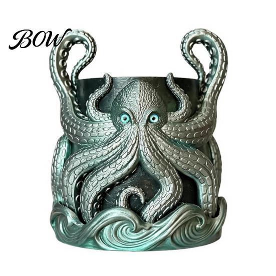 3D Printed Octopus Planter Planter, Artistic Coastal Plant Pot, Decorative Retro Ocean Theme Decor Container for Cactus, Succulents, Unique
