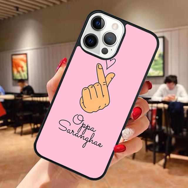 Милый корейский Saranghae Я люблю тебя Чехол для телефона Для iPhone 17 Air 14 15 16 13 12 Max Чехол Для Apple 11 Pro Max Plus Coque