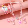 No Gift Box; Pink Unicorn Cartoon Digital Scale Watch Cute Fashion Silicone Watch Colorful Beaded Unicorn Necklace Set
