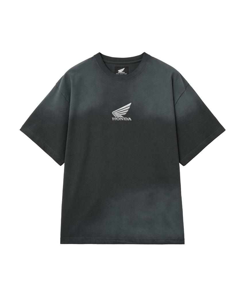 PHYPS MOTORCYCLE Winglogo Spray Dying Short Sleeve Charcoal