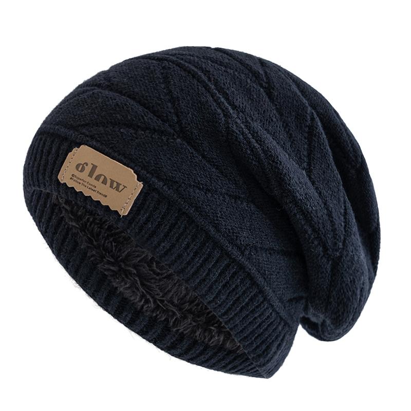 Unisex Beanie Hats for Men Women Outdoor Ski Sports Winter Hat Letter Label Decor Plush Fur Lined Warm Knitted Hat