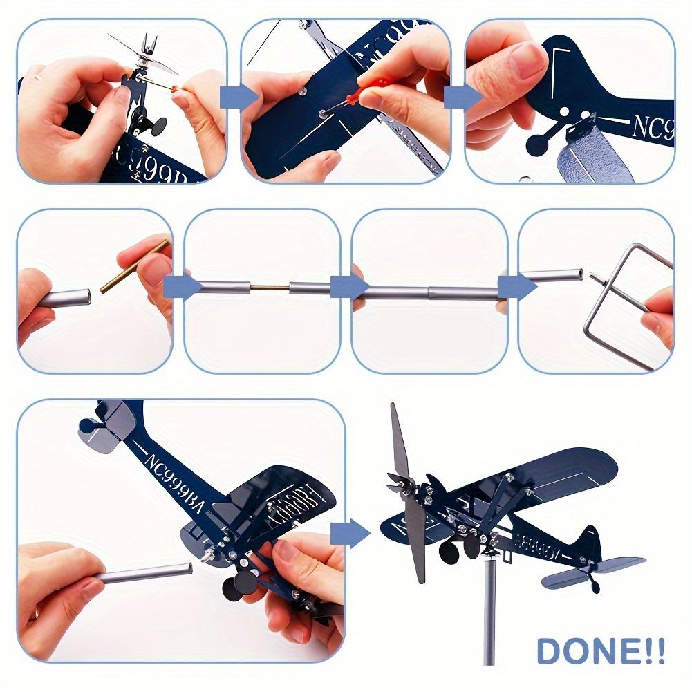 Металлическая флюгер-самолет 3D Piper J3 Cub Ветряная вертушка Ветряная мельница Садовый декор Дом Улица Крыша Самолет Индикатор Направления ветра P1C8