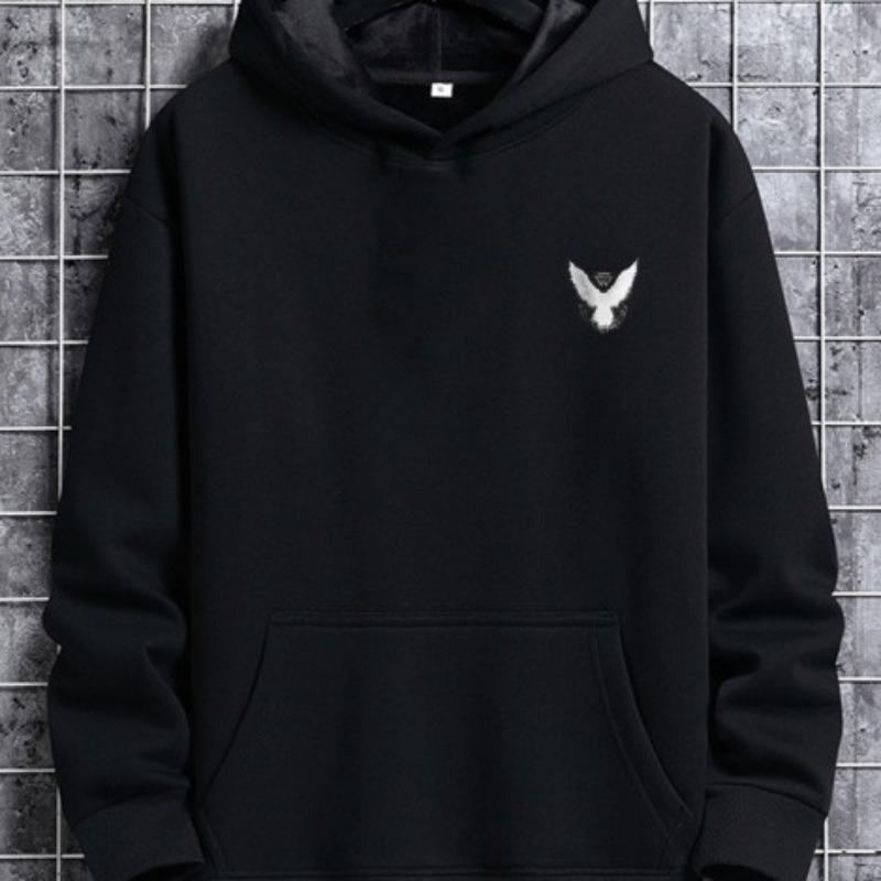 Толстовка с капюшоном для мужчин в стиле хип-хоп в стиле ретро с принтом «ворон-тотем» больших размеров