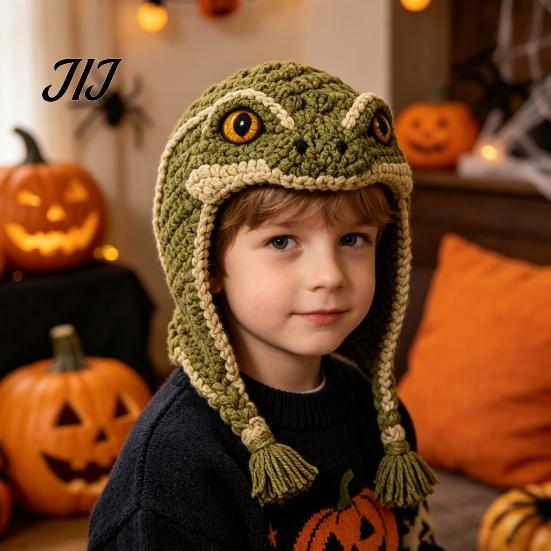Creative Hobby for Adults Animal Hood Hat Crochet Kit, DIY Earflap Holiday Gift Idea Cute Craft Kit Beginners, Handmade Winter Headwear Complete Yarn