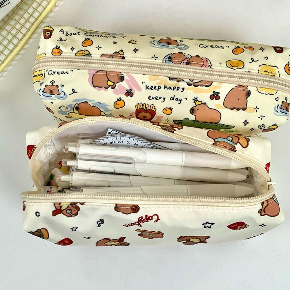 Capybara Stationery Bag Large Capacity Pencil Case Cute Pen Bag  Students