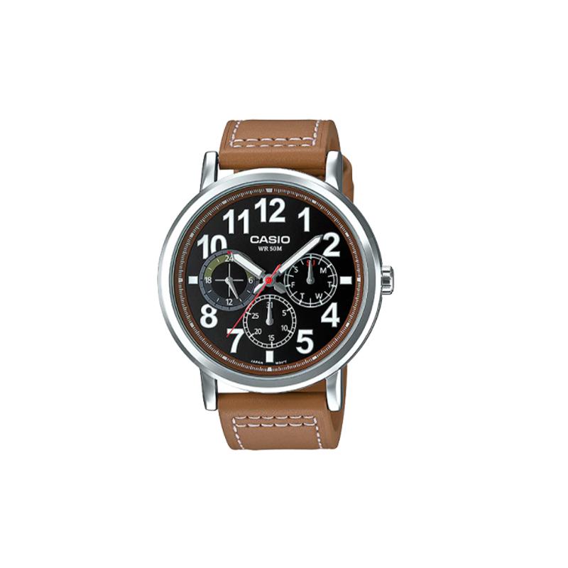 Casio STANDARD серия коричневые мужские водонепроницаемые повседневные деловые простые кварцевые часы со стрелками кожаный ремешок Кварцевые Стальной ремешок мужские часы bl MTP-E309L-5AV