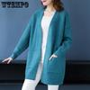 Женские элегантные свитера-пальто с V-образным вырезом на весну-осень, трикотажные топы с длинным рукавом, повседневные свободные кардиганы на пуговицах, трикотаж