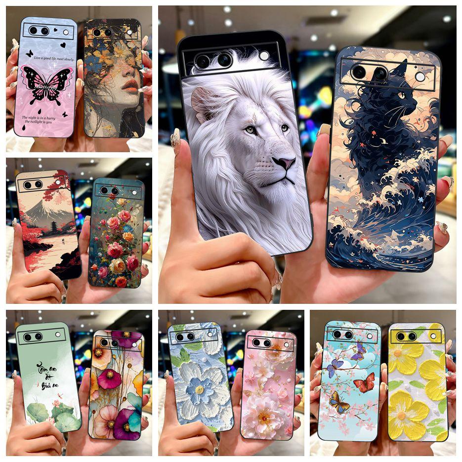For Google Pixel 8A Case Pixel8 Pro Cute Cat Lion Painted Cover Soft TPU Phone Case For Google Pixel 8 Pro Pixel8A Fundas Bumper
