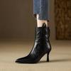 Мода 2025 Новые Осенние Женские Ботинки Обувь из Натуральной Кожи для Женщин Остроносые Ботинки на Тонком Каблуке На Молнии Короткие Ботинки Ботинки на Супер Высоком Каблуке