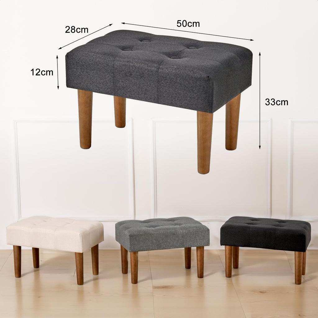 VECELO Пуф Подходящий для и Обувь для Детей Табурет для ног, 50x28x33см, Компактный, Хлопково-льняной материал, Диваны, Подставки для ног, Замены, Стильный,
