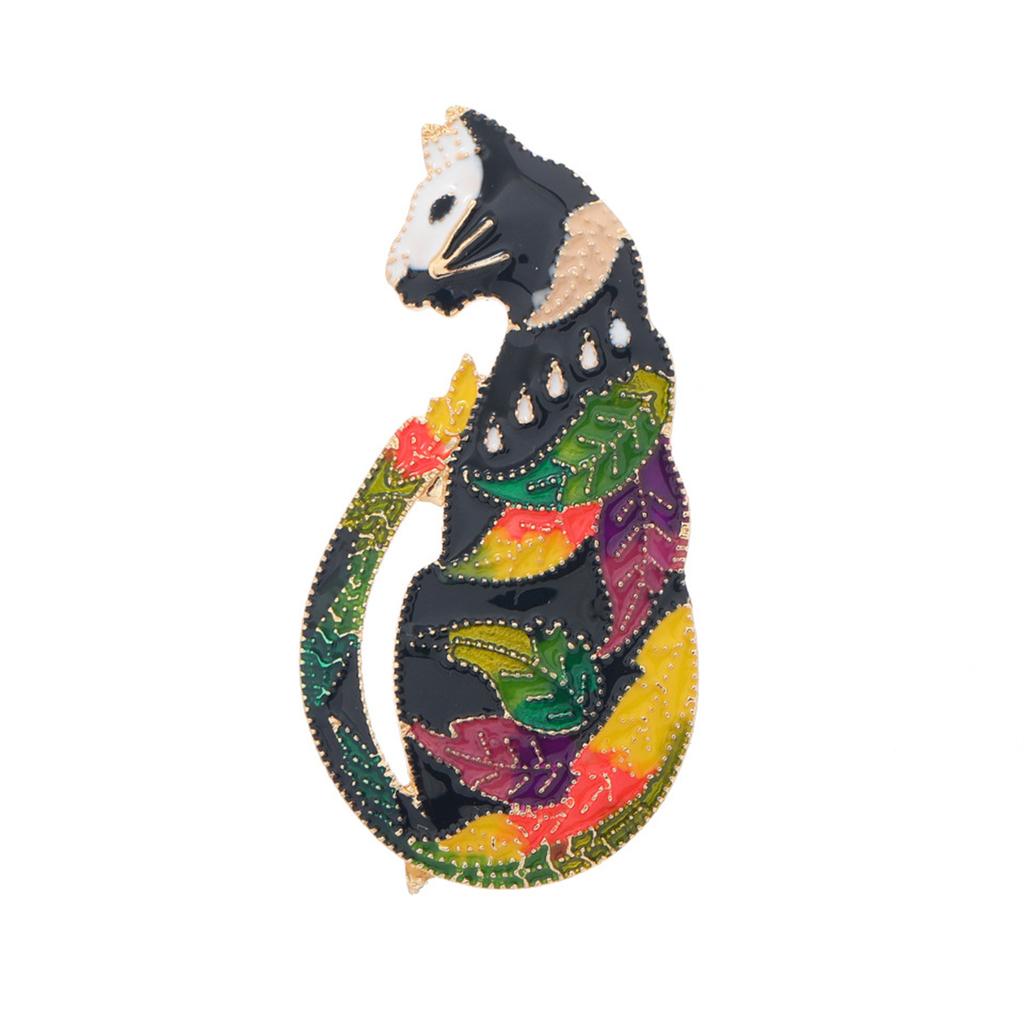 Rinhoo Lovely Wearing Sunglasses Sexy Cat Броши для женщин Мультфильм Эмаль Котенок Лацкан Пряжка Булавки Животные Домашние животные Значок Ювелирные Изделия