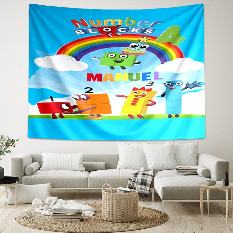 Number-Blocks Adventure Tapestry Hanging for Bedroom,Livingroom, Playroom,Decor Art Room Wall Tapestry Holiday and Birthday Gifts