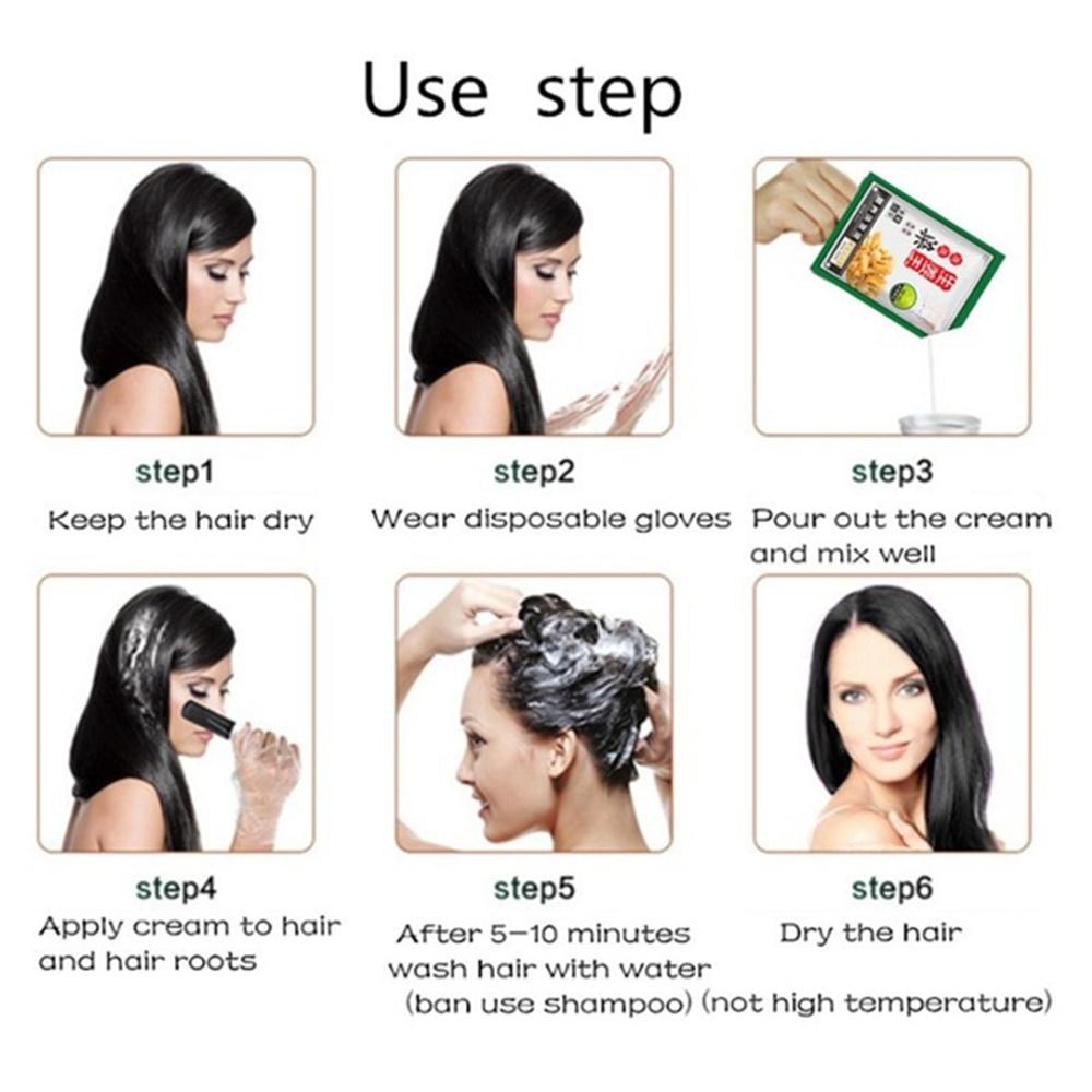 5 шт. Модная мягкая формула 5 минут мгновенная краска для волос экстракты имбиря седые волосы в черные волосы шампунь прост в использовании уход за волосами