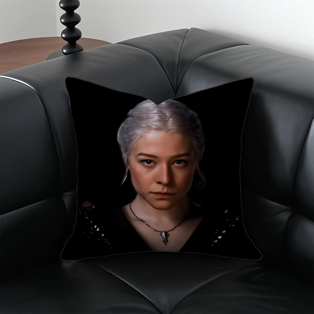 RRhaenyra Targaryen Подушка Хит Фэнтези Наволочка Наволочка Защита от пылевых клещей Невидимая молния шелковистый плюшевый чехол для подушки