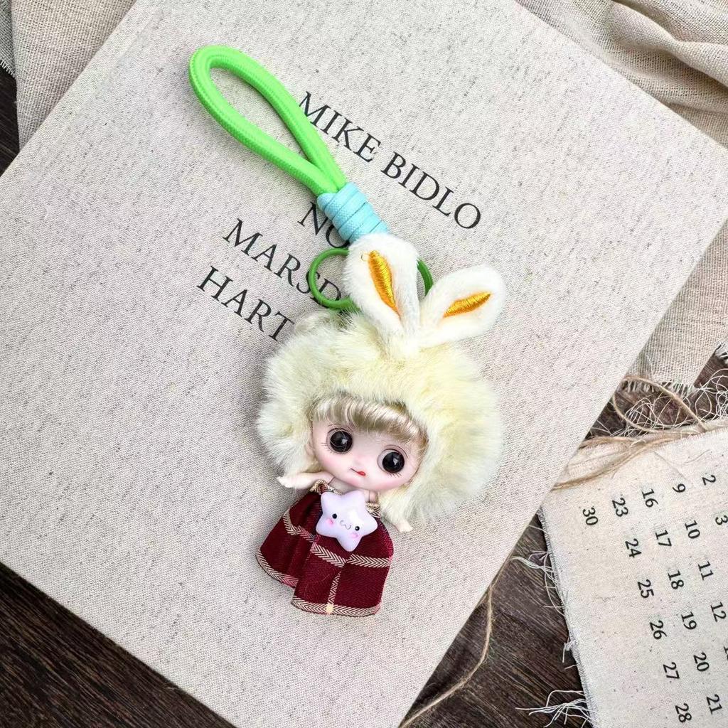 Милые пушистые головные уборы в виде животных Лолита Марuko Кукла-принцесса Брелок-игрушка Суставы куклы BJD 1/12 Подвижные Подвеска для украшения рюкзака Подарок
