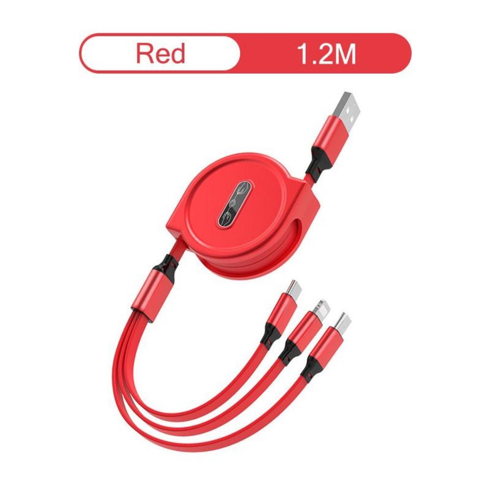 1 шт. 3 1-канальных зарядных кабелей, выдвижной USB-зарядный 2.4A быстрая зарядка, портативный зарядный кабель (интерфейс micro Type-C)