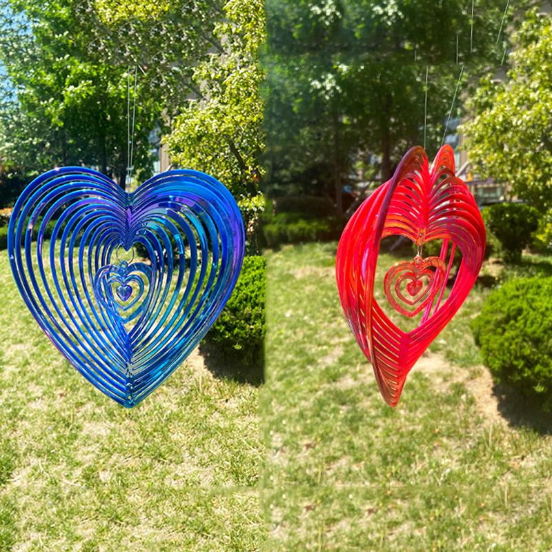 Beating Heart Wind Spinner ABS Wind Catcher Love Rotating Wind Chime Hang Decoration Ornament