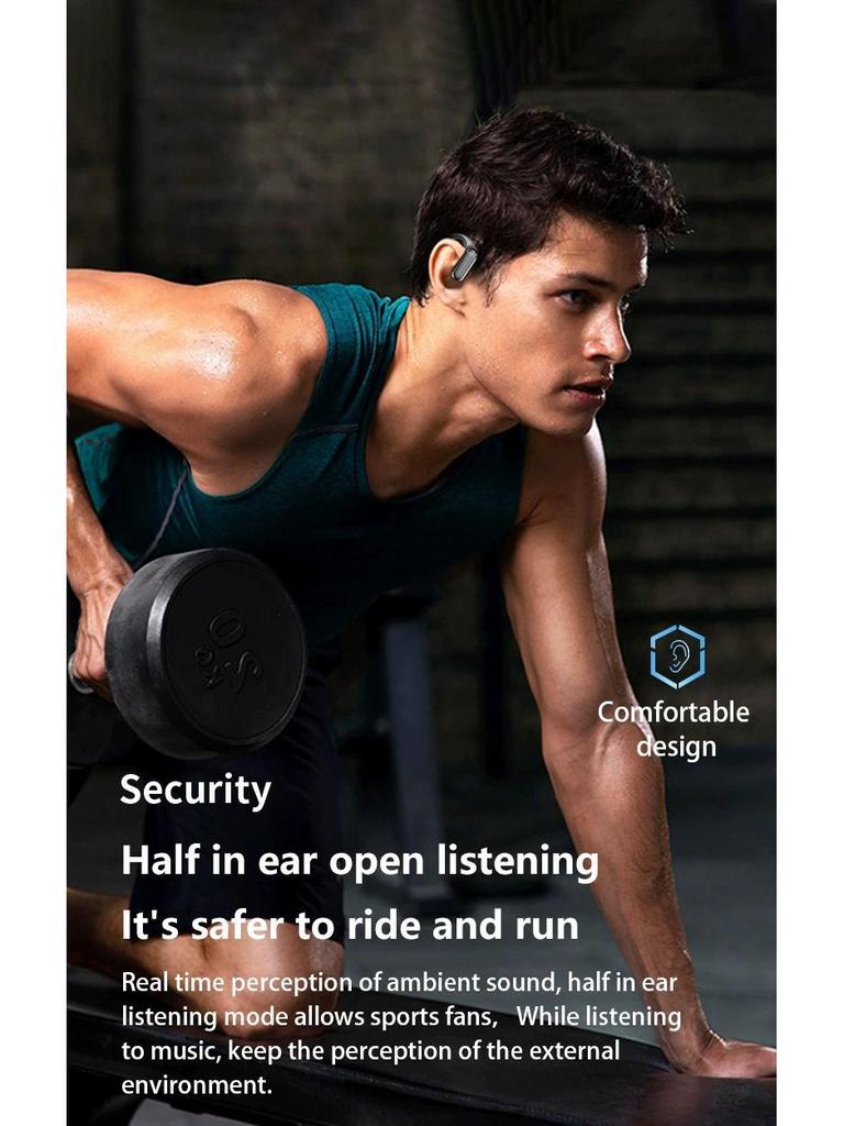 Беспроводная Bluetooth спортивная гарнитура-крючок A520: Сверхдлительное время работы от аккумулятора, Водонепроницаемый, Стерео, Открытая конструкция.