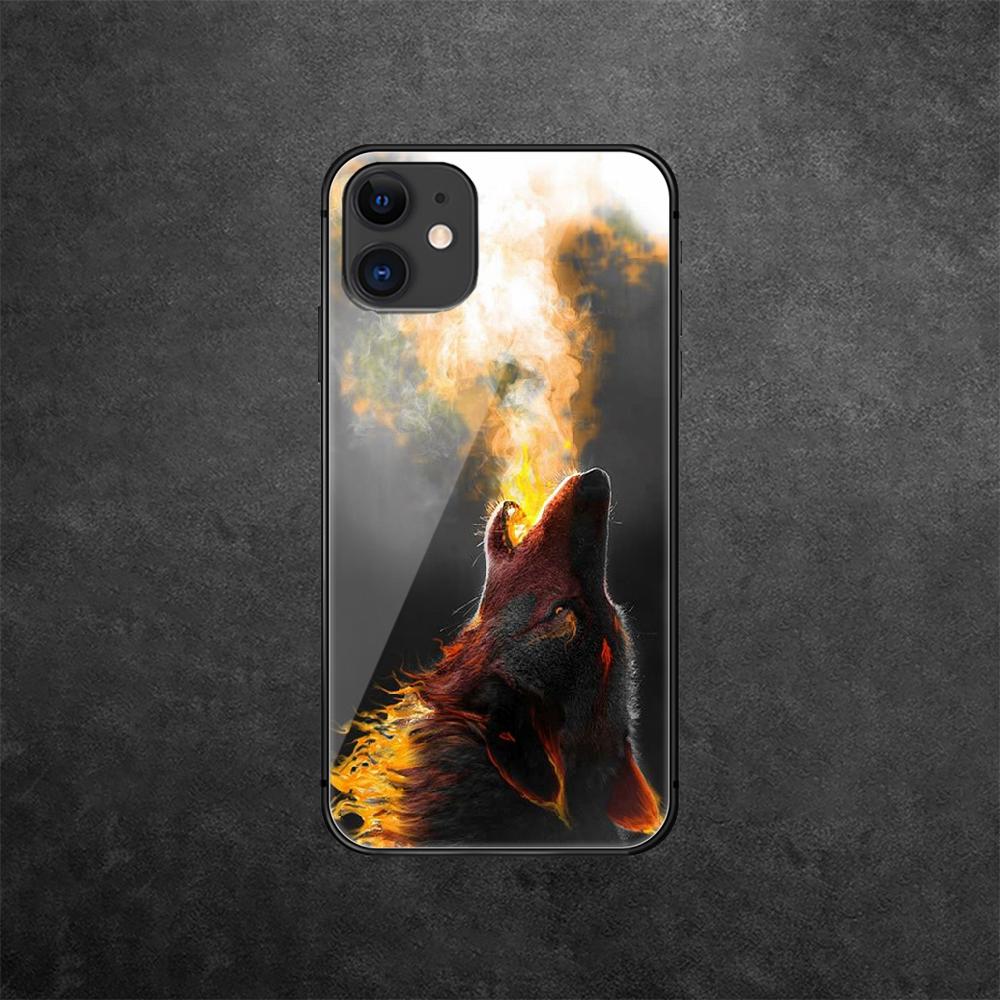 Tempered Wolf Case Phone Glass For Iphone Samsung Galaxy Oneplus Oppo Xiaomi Redmi Note S A 7 8 9 10 11 12 13 14 20 21 22 53 Pro Max Plus Ultra