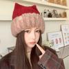 Fleece Lined Knitted Beanie Hat Faux Rabbit Fur Winter Thermal Hat Cozy Ear Protection Hat Winter