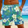 Men's Fashion Hawaiian Print Elastic-Waisted Casual Yoga Pants Beach Shorts