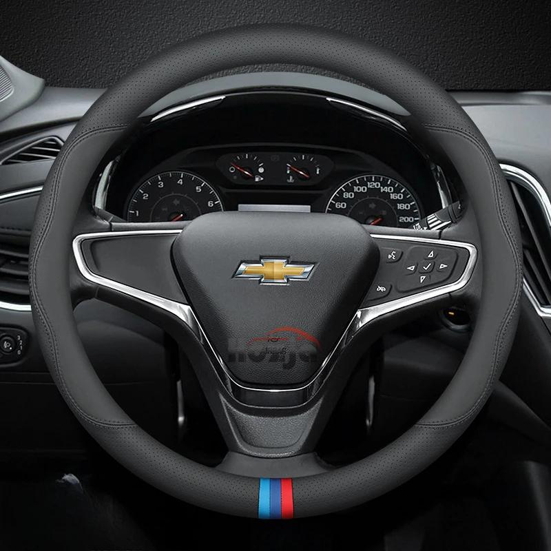 AABHO1 Leather Car Steering Wheel Cover for Chevrolet Chevy Malibu Spark tracker Cruze Sonic Camaro Equinox Volt Seeker Accessories