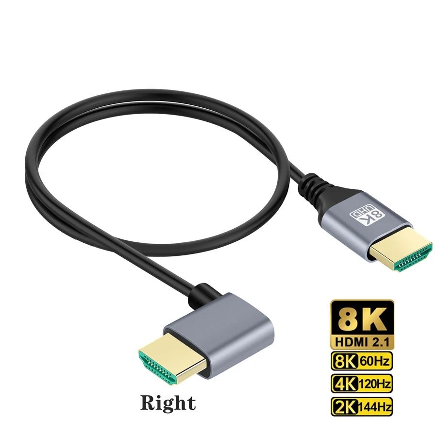 90 Degree Angled 8K 5K Micro Mini HDMI To HDMI-compatible 2.1V Cable for TV PC Digital Camera Tablet Mini Hdmi To Hdmi cable