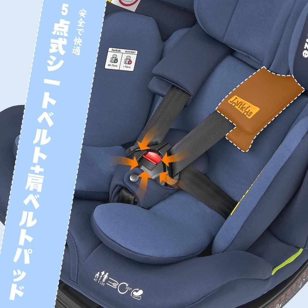 Jovikids Child Seat 0 Months To 12 Years Compatible with Newborn Baby Long Use Adjustable Lie Angle ISOFIX, Old, 360° Rotation, i-Size R129, Seat,
