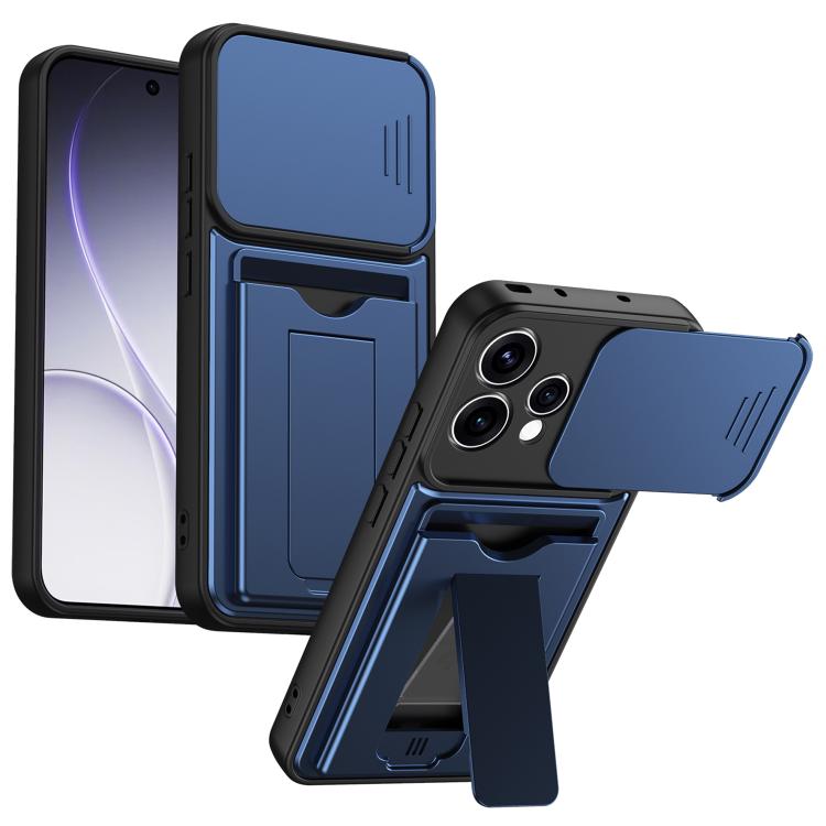 Card‑Holder‑Series Sliding‑Lens‑Cover PC Hybrid TPU Shockproof Phone Case For OPPO Reno15 Pro Max 5G Global