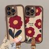 Ремешок с маленьким красным цветком подходит для iPhone 13PRO, чехол для телефона из овчины 14, масляная живопись Майяр 15, силиконовый противоударный 7/8