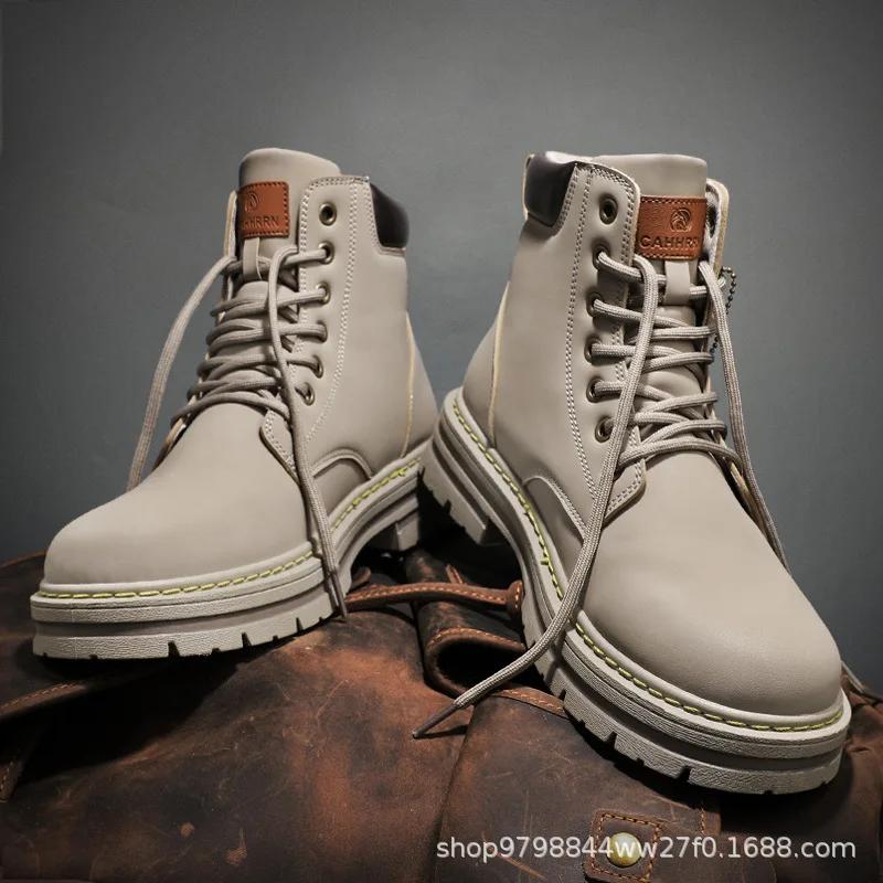 Мужские высокие ботинки мужские кожаные ботинки модные мотоциклетные ботинки мужские зимние ботинки удобные ботинки для пустыни на платформе